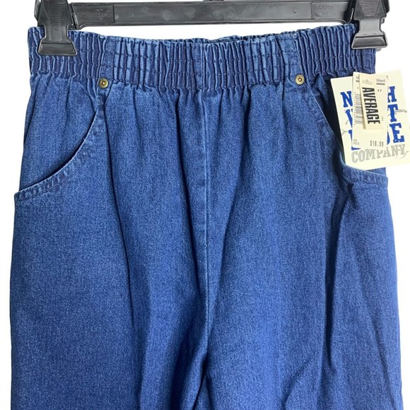 Vintage Deadstock High Rise Mom Jeans S Med Wash Elastic Waist Pockets Tapered - Picture 3 of 6